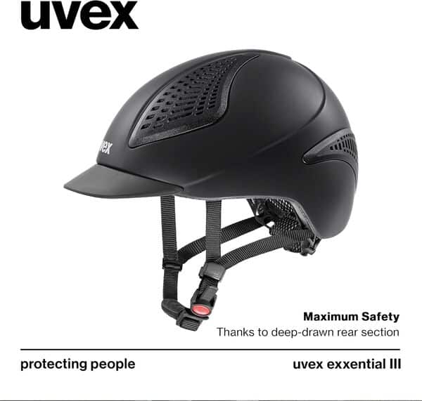 uvex Exxential III - Casque d'équitation léger unisexe - Ajustement individuel - Noir mat M-L