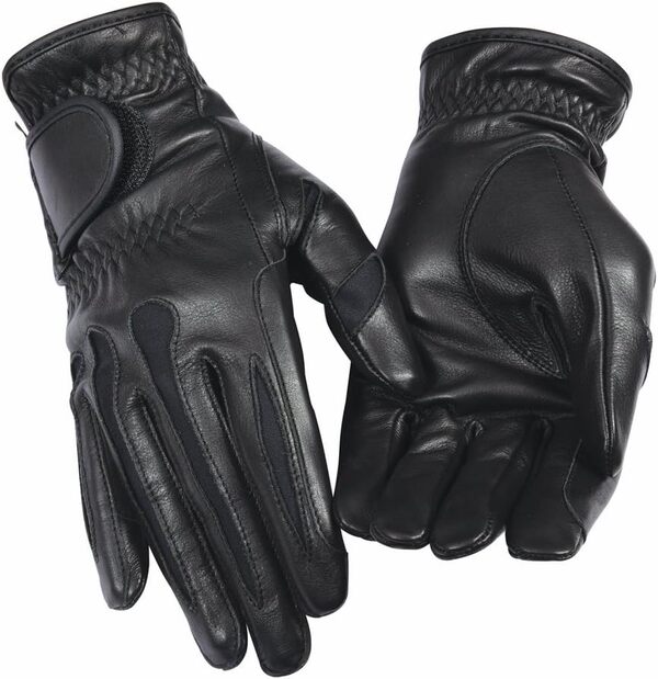 Equine Couture pour Femmes Cuir d'été Gants d'équitation, Femme, Noir, Medium