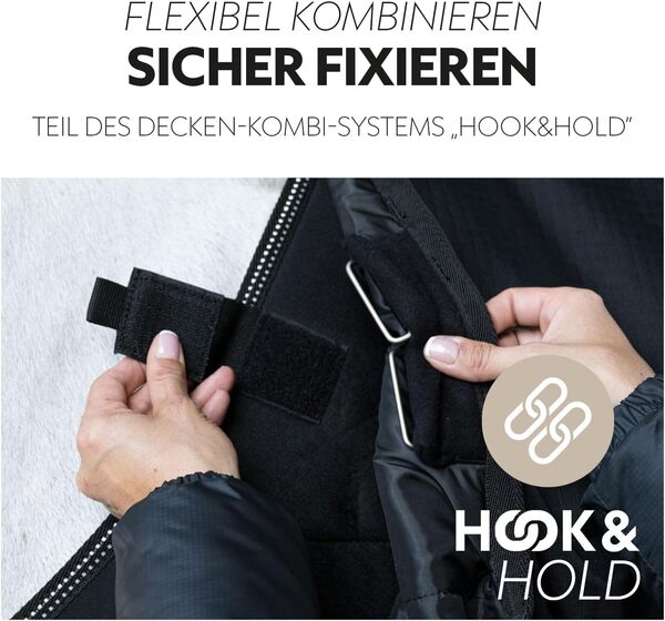 SUNRIDE Couverture d'hiver pour Cheval 450g (Alaska) - réfléchissante, 1200D - Section de Cou facultative - Peut être combinée avec des sous-couvertures (140 cm, Gris)