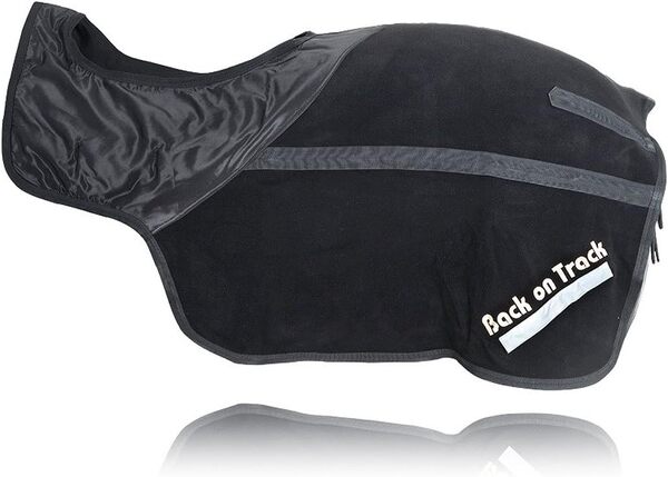 Back on Track Couvre Reins suprême pour Chevaux - Noir, 165 cm - Thermothérapie, Thermorégulation, Boucle, Polaire/100% Polypropylène, Hiver, Couvre-reins, Protège-articulations et muscles