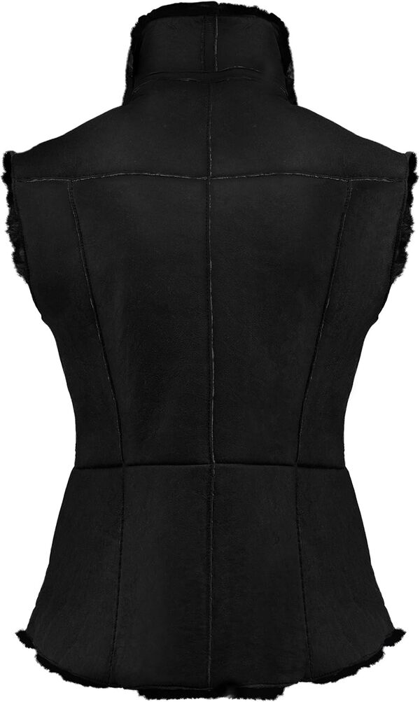 CHRIST Gilet en Fourrure de Mouton pour Dames, Veste Polyvalent, Convient comme Gilet d'équitation, Gilet d’extérieur et Gilet d'hiver, Brun ou Noir, Taille 34, 36, 38, 40, 40, 42, 44, 46, 48