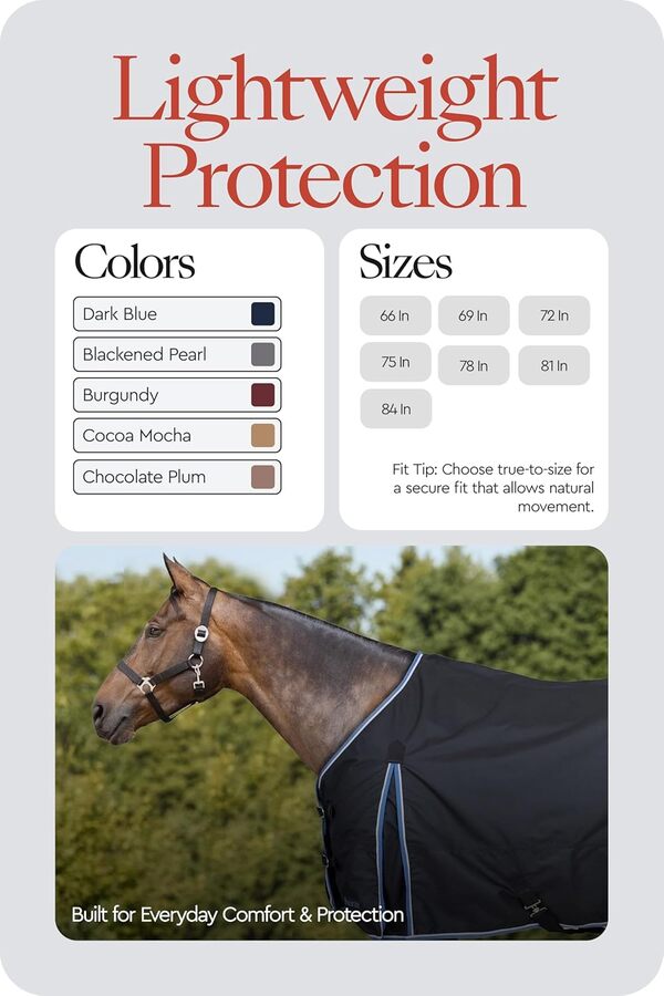 HORZE, Couverture de Pluie Glasgow, pour Cheval, 100g et imperméable, Bleu, 125