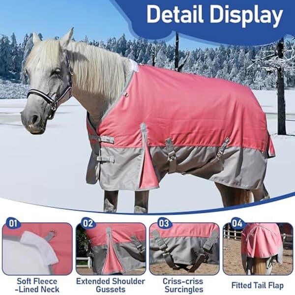 Découvrez notre évaluation détaillée de la couverture Leberna 1200D : imperméable, respirante et idéale pour protéger votre cheval des intempéries extérieures.