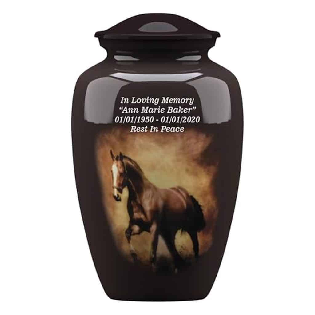 Avis sur l'urne Forever URNS avec motif de cheval