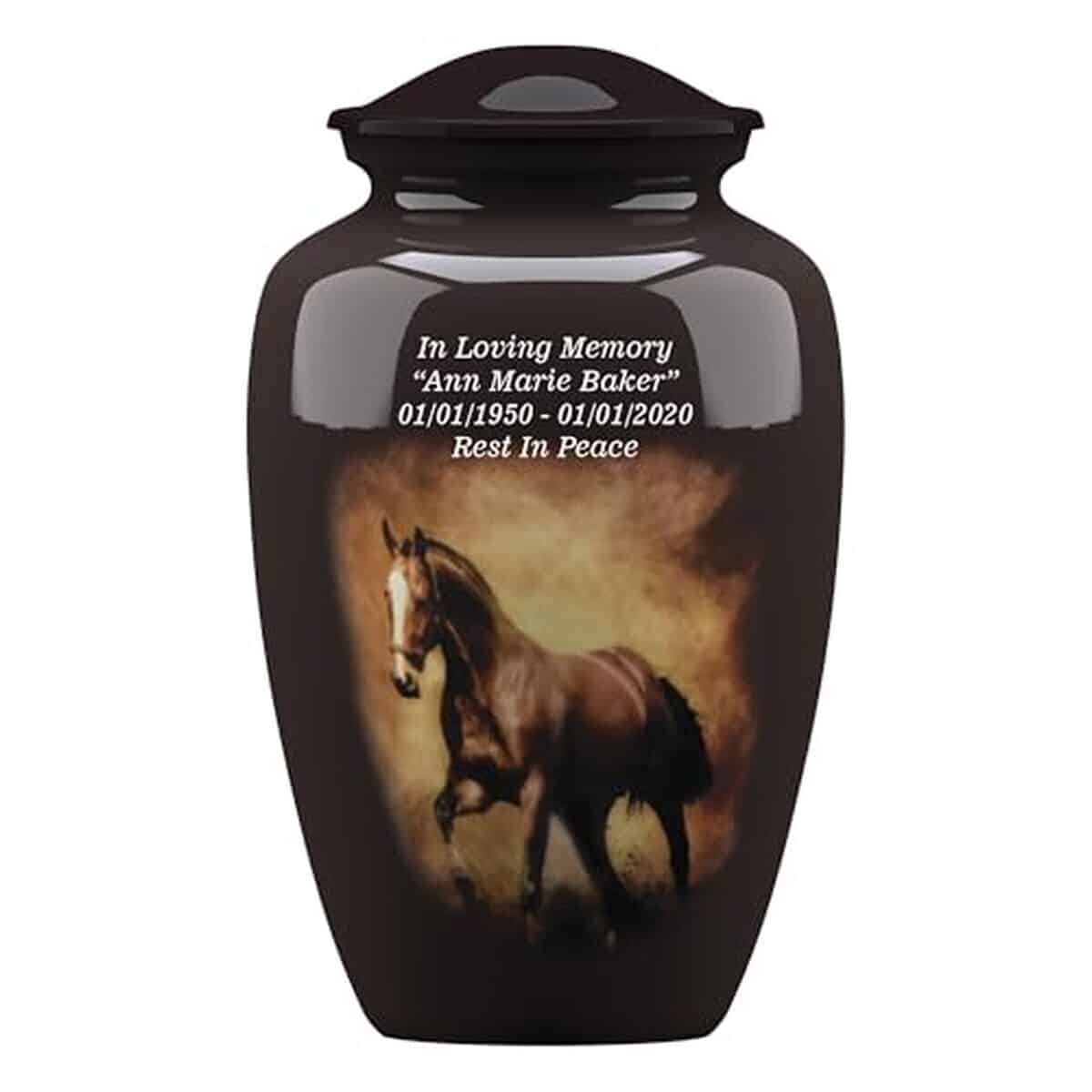 Avis sur l'urne Forever URNS avec motif de cheval