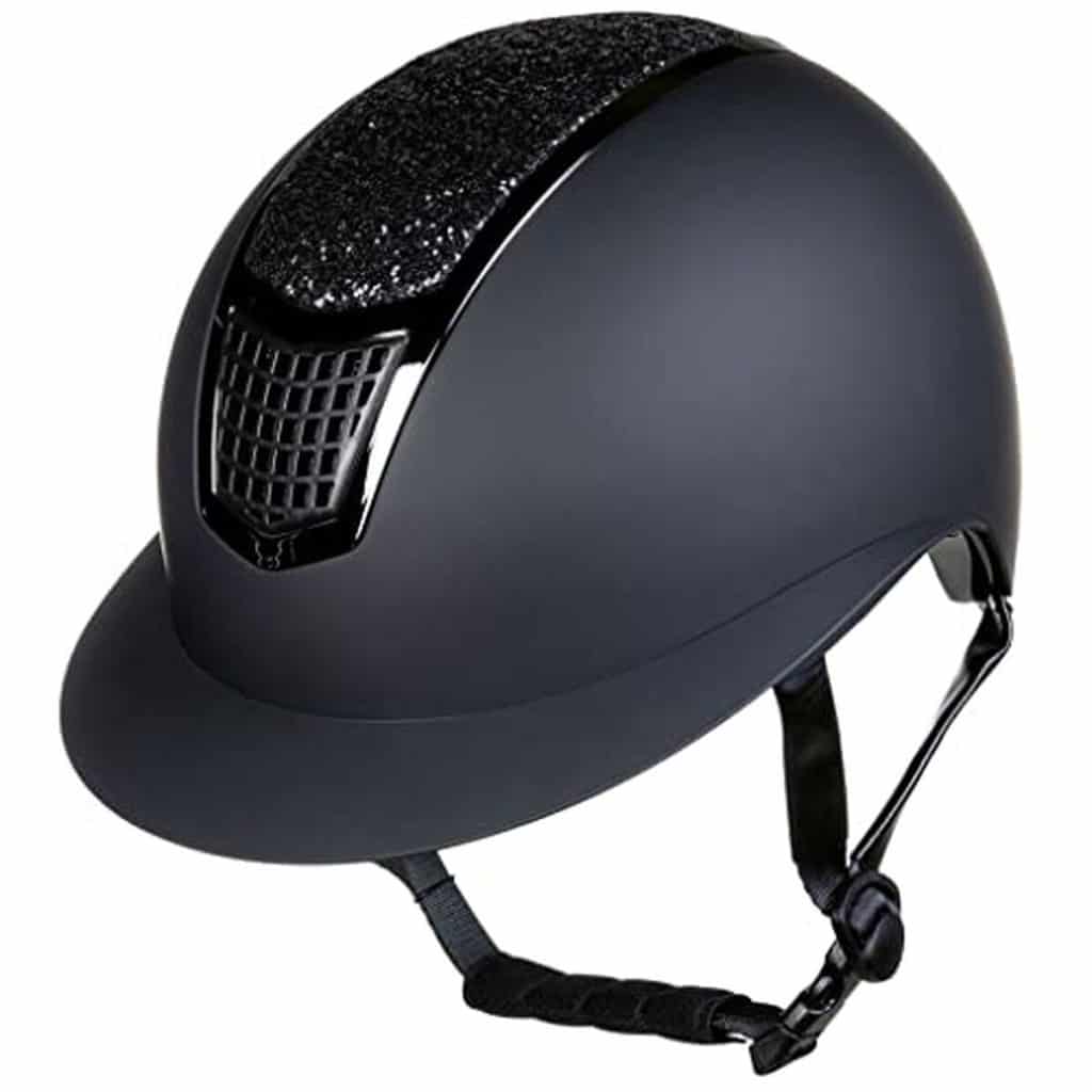 Test : casque d'équitation hkm glamour shield 9191 noir 59-61 cm