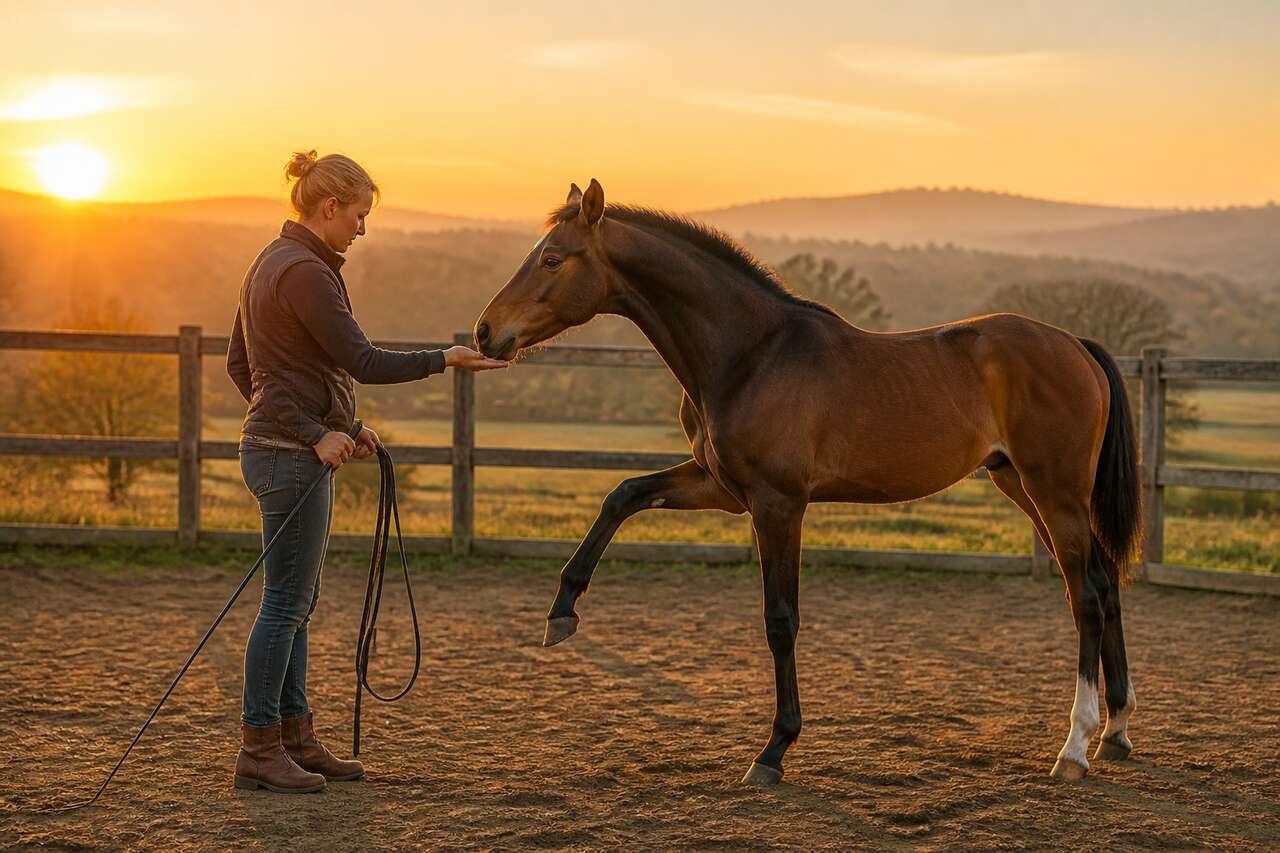 Le travail au sol : premi&egrave;res interactions avec le jeune cheval