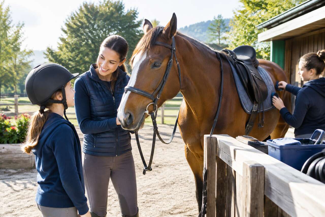 Déroulé d’un premier cours : accueil, préparation du cheval et montée en selle Déroulé d’un premier cours : accueil, préparation du cheval et montée en selle